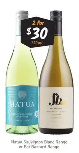 Cellarbrations Matua Sauvignon Blanc Range or Fat Bastard Range offer
