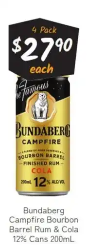 Cellarbrations Bundaberg Campfire Bourbon Barrel Rum & Cola offer