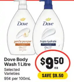 IGA Dove Body Wash 1 Litre Selected Varieties offer