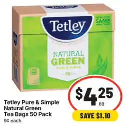 IGA Tetley Pure & Simple Natural Green Tea Bags offer