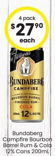 The Bottle O Bundaberg Campfire Bourbon Barrel Rum & Cola offer