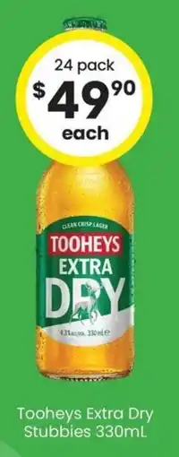 The Bottle O Tooheys Extra Dry Stubbies offer