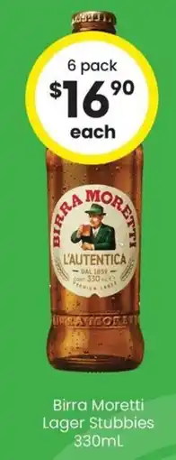 The Bottle O Birra Moretti Lager Stubbies offer