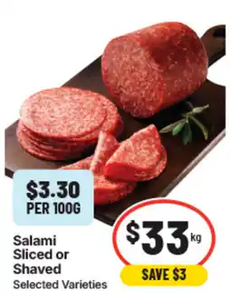 IGA Salami Sliced or Shaved Selected Varieties offer