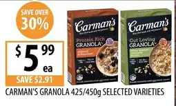 Supabarn Carman's Granola Selected Varieties offer