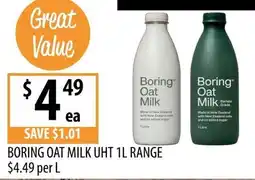 Supabarn Boring Oat Milk UHT 1L Range offer