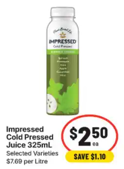 IGA Impressed Cold Pressed Juice offer