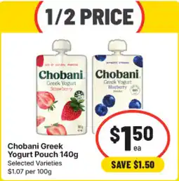 IGA Chobani Greek Yogurt Pouch offer