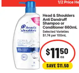 IGA Head & Shoulders Anti Dandruff Shampoo or Conditioner offer