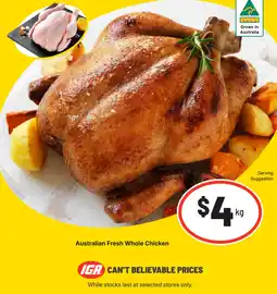 IGA Australian Fresh Whole Chicken offer