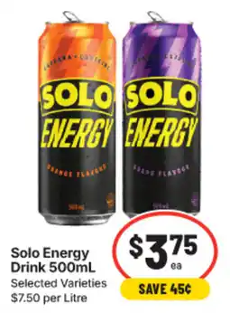 IGA Solo Energy Drink offer
