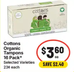 IGA Cottons Organic Tampons offer