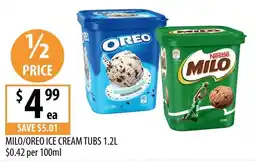 Supabarn MILO/OREO ICE CREAM TUBS offer