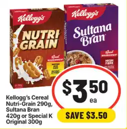 IGA Kellogg's Cereal Nutri-Grain Sultana Bran Special K Original offer