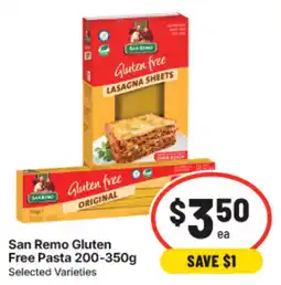 IGA San Remo Gluten Free Pasta offer