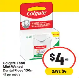 IGA Colgate Total Mint Waxed Dental Floss offer