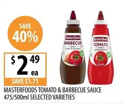 Supabarn Masterfoods Tomato & Barbecue Sauce offer
