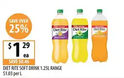 Supabarn Diet Rite Soft Drink 1.25L Range offer
