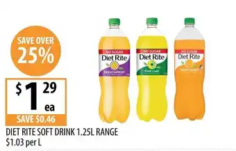 Supabarn Diet Rite Soft Drink 1.25L Range offer