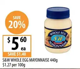 Supabarn S&W Whole Egg Mayonnaise offer