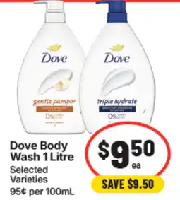 IGA Dove Body Wash 1 Litre Selected Varieties offer