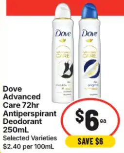 IGA Dove Advanced Care 72hr Antiperspirant Deodorant offer