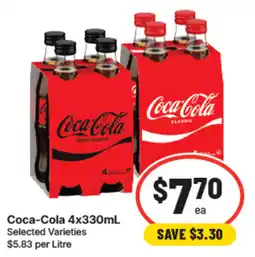 IGA Coca-Cola 4x330mL Selected Varieties offer