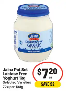 IGA Jalna Pot Set Lactose Free Yoghurt offer