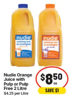IGA Nudie Orange Juice with Pulp or Pulp offer
