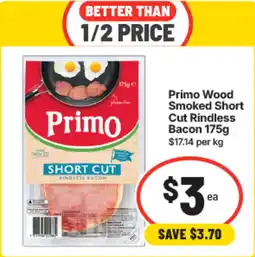 IGA Primo Wood Smoked Short Cut Rindless Bacon offer