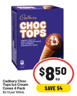 IGA Cadbury Choc Tops Ice Cream Cones offer
