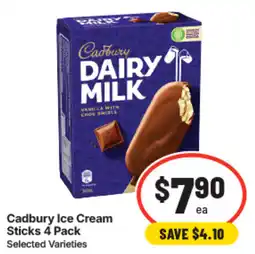 IGA Cadbury Ice Cream Sticks 4 Pack offer