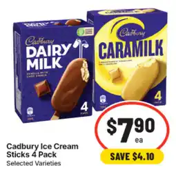 IGA Cadbury Ice Cream Sticks 4 Pack Selected Varieties offer