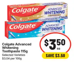 IGA Colgate Advanced Whitening Toothpaste offer