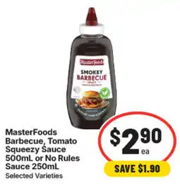 IGA MasterFoods Barbecue, Tomato Squeezzy Sauce offer