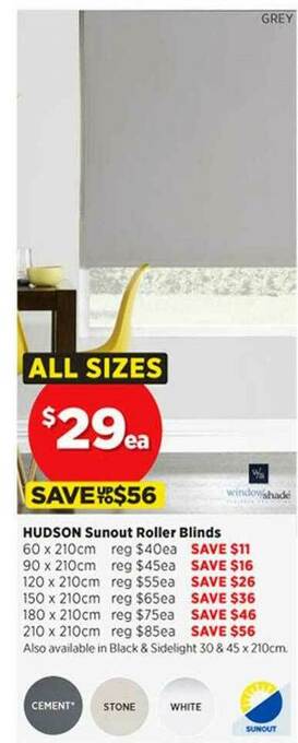 Spotlight Hudson Sunout Roller Blinds offer