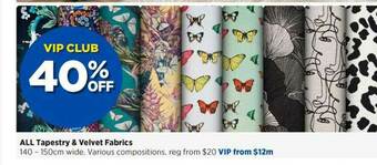 Spotlight All Tapestry & Velvet Fabrics offer