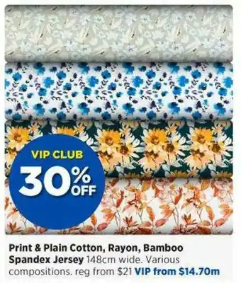 Spotlight Print & Plain Cotton Rayon Bamboo Spandex Jersey offer