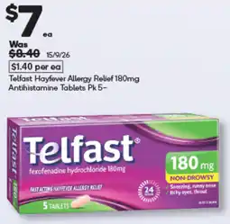 Woolworths Telfast Hayfever Allergy Relief 180mg offer