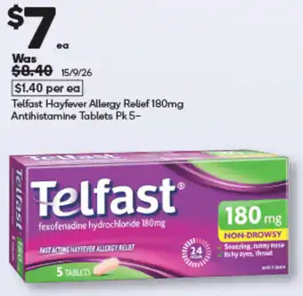 Telfast Hayfever Allergy Relief 180mg