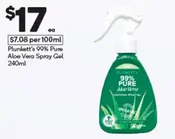 Woolworths Plunkett's 99% Pure Aloe Vera Spray Gel offer
