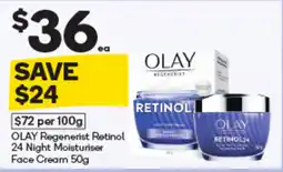 Woolworths Olay Regenerist Retinol 24 Night Moisturiser Face Cream offer