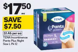 Woolworths TENA Incontinence Pants Plus Night offer
