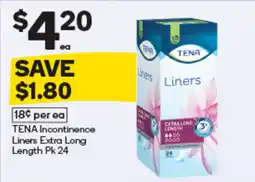 Woolworths TENA Incontinence Liners Extra Long Length offer