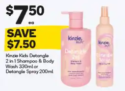 Woolworths Kinzie Kids Detangle 2 in 1 Shampoo & Body Wash or Detangle Spray offer