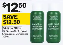 Woolworths Oil Garden Scalp Boost Shampoo or Conditioner offer