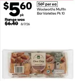 Woolworths Woolworths Choc Chip Muffin Bars offer