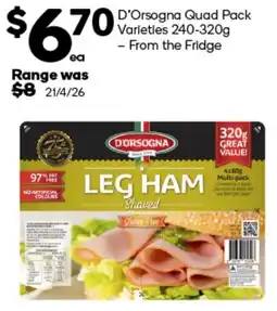 Woolworths D'Orsogna Leg Ham Shaved offer