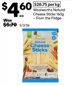 Woolworths Woolworths Natural Cheese Sticks offer