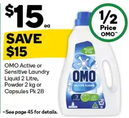Woolworths OMO Active or Sensitive Laundry offer